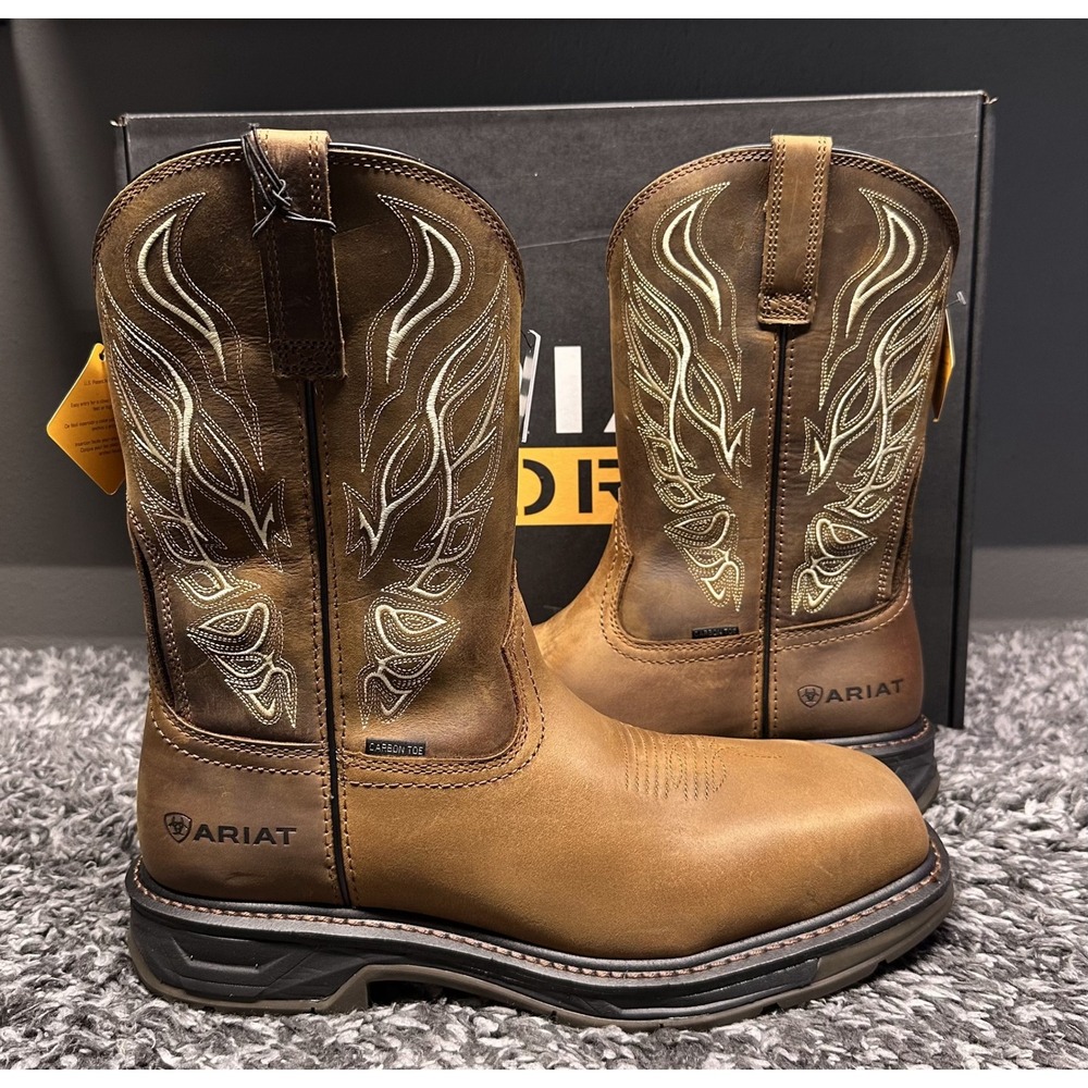 Ariat Boots Mens Size 10.5 EE Brown WorkHog XT Phoenix Carbon Toe Workwear New